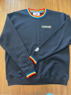 Womens (Unisex) Black Crewneck Sweatshirt with Rainbow Trim